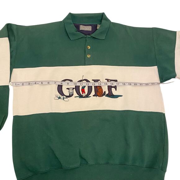 Vintage Lord & Taylor GOLF Embroidered Collared Sweater Size Large Green & White - Picture 3 of 10